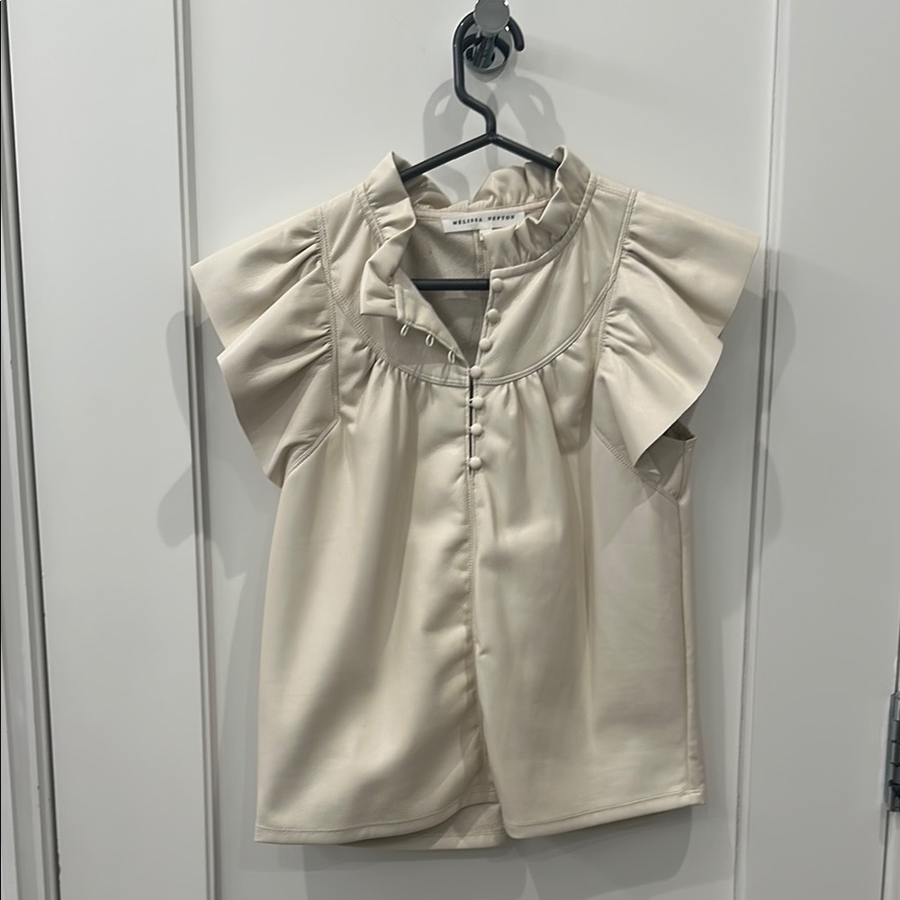 Melissa Nepton Safir faux leather top size XS in ivory